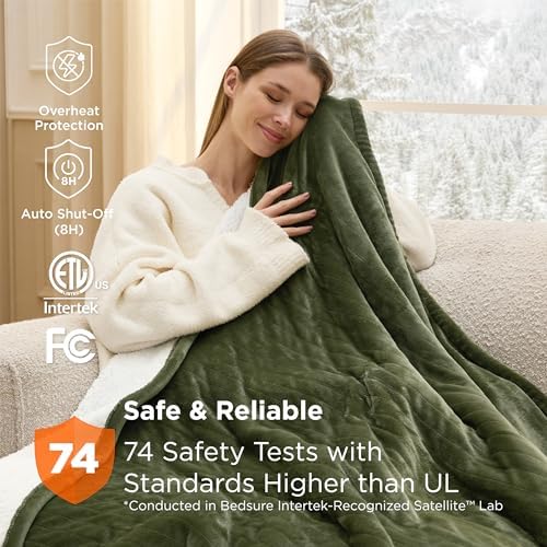 Bedsure Heated Blanket Twin Size, Soft Electric Blanket with Preheat, Green - Image 6