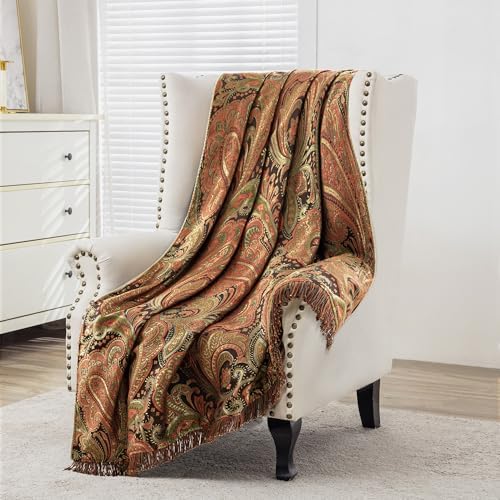 Loom and Mill Vintage Damask Throw Blankets for Bed, Multi Color, 52" x72” by LoomandMill