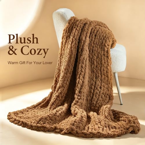 Chunky Knit Blanket Throw for Couch, 51"x63" Chunky Yarn Knitted Blankets - Image 2