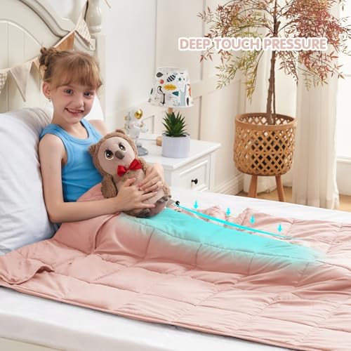 yescool Pink Weighted Blanket 10 Pounds Twin Cooling Weighted Lap Blanket, Heavy Blanket for Sleeping, Weighted Throw Blanket Gifts for 80-110lbs, 40" x60 - Image 2