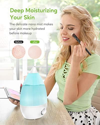 MegaWise Desktop Cool Mist Humidifiers for Bedroom, 24dB Ultrasonic Air Vaporize, Colorful Night Light,0.5 Gal Essential Oil Diffuser, Auto off - Image 4