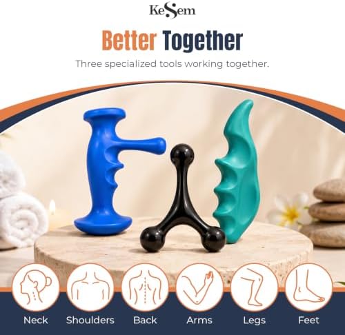 Manual Trigger Point Massage Tool Set, 3 Pack Deep Tissue Massage Tools With Thumb Saver & 3-Legged Massage Knobs, Handheld Pressure Point Massager For Neck, Back, Shoulders, Legs, Feet & Full Body - Image 5