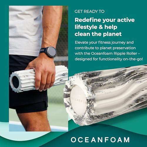 Oceanfoam Ripple Travel Foam Roller (11" x 3.35") Firm Mini Foam Roller for Physical Therapy, Deep Tissue Massage, Back Pain - High Density, Ergonomic Wave Textured - Yoga, Exercise (Black Marbled) - Image 3