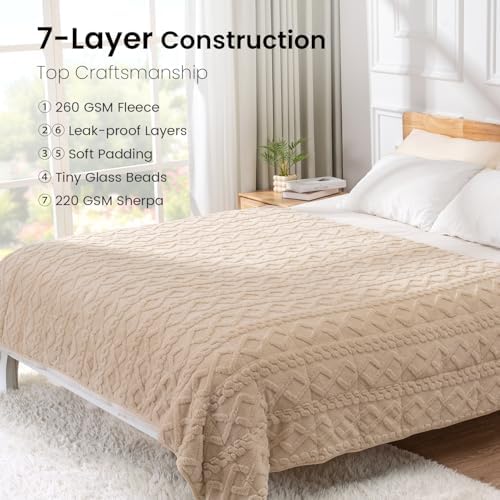 Drewin Weighted Blanket Queen Size 12lbs for Adults,Beige,60 x 80 inches - Image 5