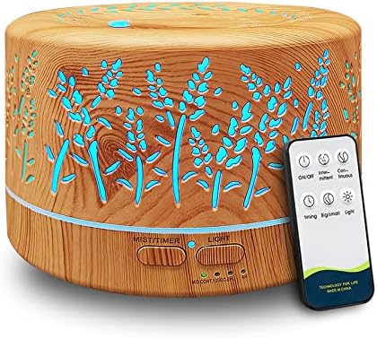 Diffusers for Essential Oils Large Room 600ml,Essential Oil Diffusers for Home with R/C,Cool Mist Humidifier,7 Colors Lights & 3 Mist Mode Waterless Auto Off for Office by Dongzhen