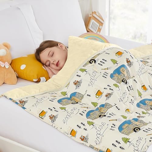 Weighted Blanket - 2 lbs Cooling Ivory Forest Heavy Blanket, 36"x48", Small Size Breathable Lap Blanket for Hot Sleepers by HOSUKKO
