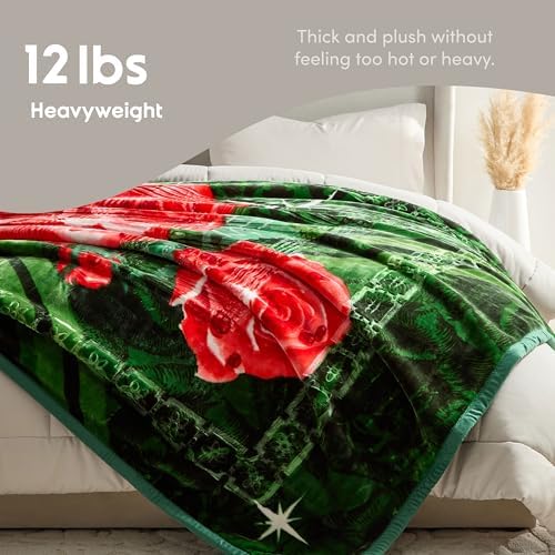 Nestl Korean Mink Blanket King Size - 12 Lbs Velvet Fleece Korean Blanket - 2 Ply Warm & Thick Winter Blanket - Wrinkle & Fade Resistant - 87 x 94 Inches (Green) - Image 4