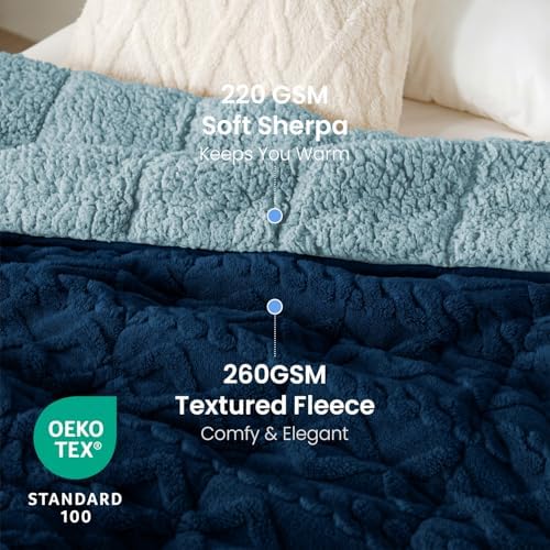 Drewin Weighted Blanket Queen Size 15lbs for Adults,Dark Navy,60" x 80" - Image 3