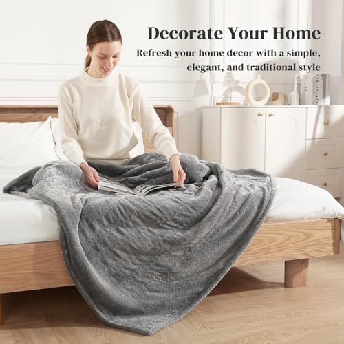 Electric Throw Blanket Heated Throw-Electric Lap Blankets for Adults, Grey - Image 5