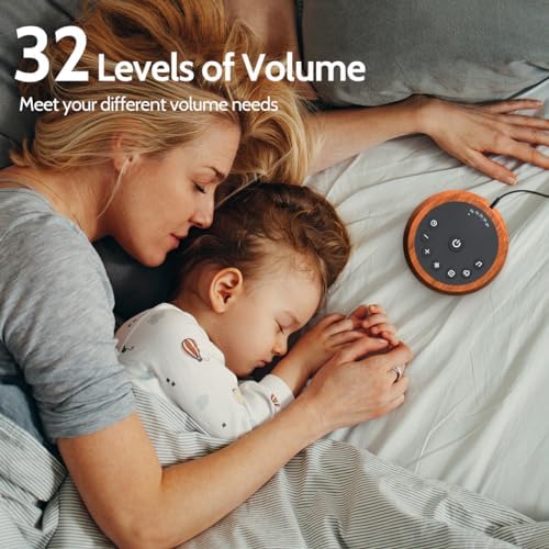 Color Noise Sleep White Noise Sound Machines 25 Soothing Sounds 32 Volume Levels 5 Timers and 4 Sound Categories Memory Function for Everyone, WOOD - Image 6