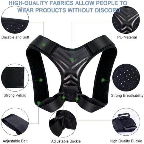 Posture Corrector, Back Brace for Women and Men, Adjustable Back Support, Shoulder Straightener for Improving Hunchback, Providing Pain Relief from Neck, Shoulder, and Upper Back - Black - Image 2
