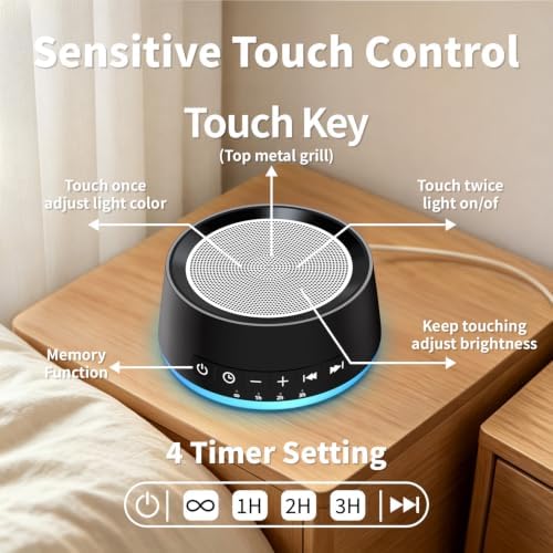 White Noise Machine Night Light Sound Machine with 30 Soothing Sounds 12 Colors Light Sleep Machine for Baby Kids Adults Brown Pink Nosie Machine with 32 Volume Levels for Office Home Travel - Image 3