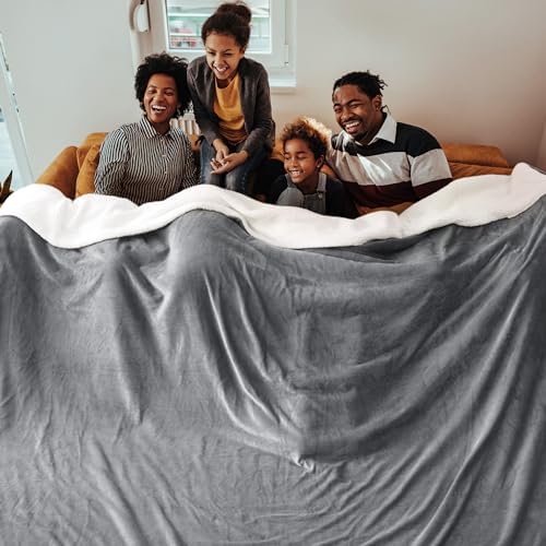 Bedsure GentleSoft Sherpa Fleece Cal King Blankets for Bed, Non-Heated, Thick and Warm Oversized Blanket for Winter, Soft Fuzzy Plush Large Throw for Women and Men, Grey, 112x98 Inches - Image 3