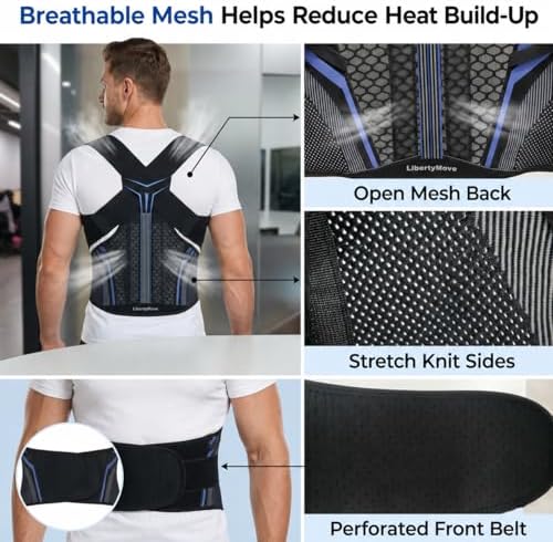 Back Brace Posture Corrector for Men, Adjustable Full Back Support Brace - Image 5