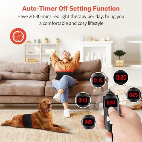 Red Light Therapy for Body, Infrared Light Therapy for Belt Shoulder Waist, Upgraded 3 in 1 LED Beads, 660nm Red Light & 850nm Near Infrared Light Therapy Belt Wrap Timer Remote Control - Image 4