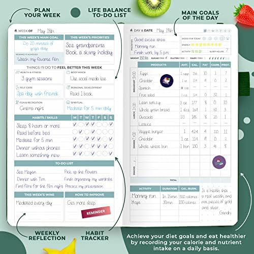 Clever Fox Wellness Planner & Food Journal Small Forest Green - Image 4