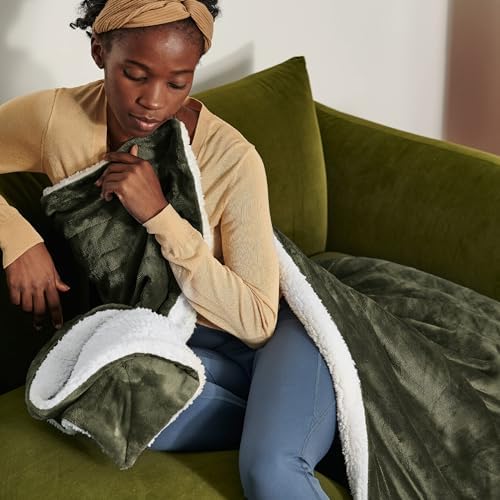 Bedsure GentleSoft Sherpa Fleece Twin Size Blanket for Couch, Non-Heated, Thick and Warm Throw for Women and Men, Soft Fuzzy Plush Twin Blanket for Winter, Olive Green, 60x80 Inches - Image 6