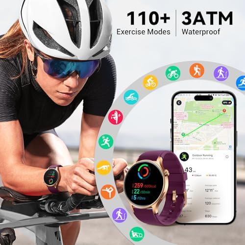 Fitpolo Smart Watch for Women,1.3" AMOLED Touchscreen Fitness Tracker, Make/Answer Calls, Heart Rate SpO2 Monitor,3ATM Waterproof,Sleep Activity Tracking Smartwatch for Android Phones iPhone (Purple) - Image 5