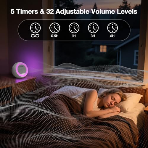 White Noise Sound Machine with Night Light, Portable Sound Machine for Baby and Adults with 10-Color Night Light, 32 Soothing Sounds & 5 Timer for Nursery, Home Office Privacy and Travel - Image 6