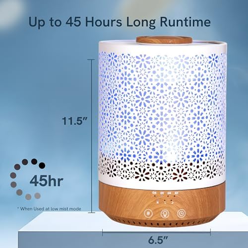 BlueHills 2500 ML Humidifier with Essential Oil Diffuser Combo Aroma Home Décor Design for Large Bed Bath Kids Baby Living Rooms Big Capacity LED Lights Scent Ultrasonic Cool Mist Wood Grain F006 - Image 4