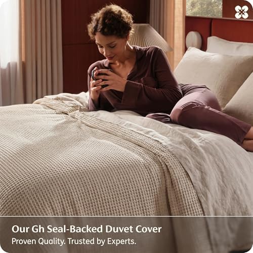 Bedsure PureWoven Cotton Waffle Weave Duvet Cover, Khaki, Duvet Cover Only - Image 2