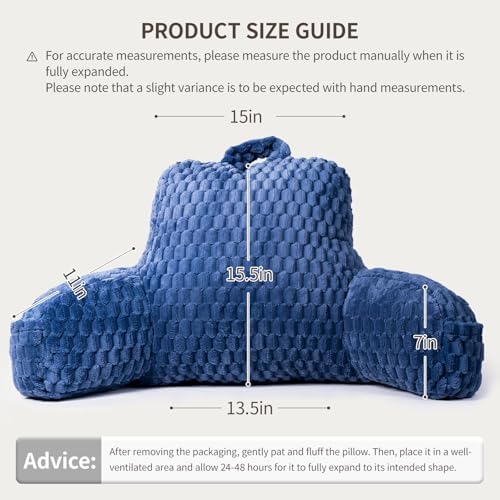Reading Pillow for Bed, Adults Back Pillow for Sitting up, Husband Pillow for College Dorm, Back Support Cushion with arms for sit up on Couch, Sofa, and Floor, Dark Blue - Image 7