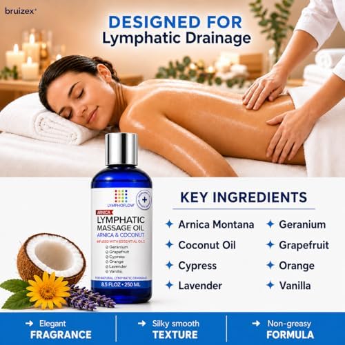 Lymphatic Drainage Massage Oil for Massage Therapy, Arnica & Coconut,8.5 Oz - Image 4