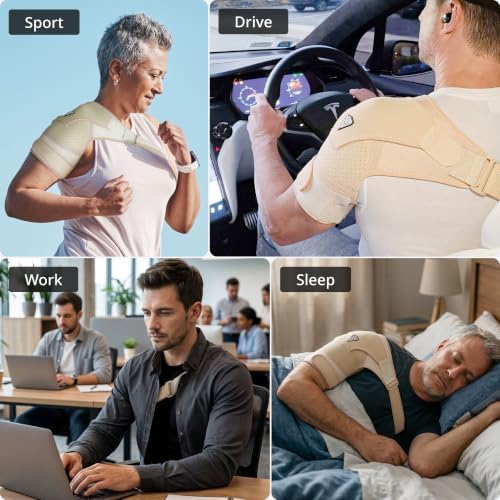 FIGHTECH Shoulder Brace for Torn Rotator Cuff | Pain Relief, Support and Compression Sleeve Wrap Stability Recovery Fits Left Right Arm, Men & Women (Nude), Large/X-Large (Pack of 1) - Image 3