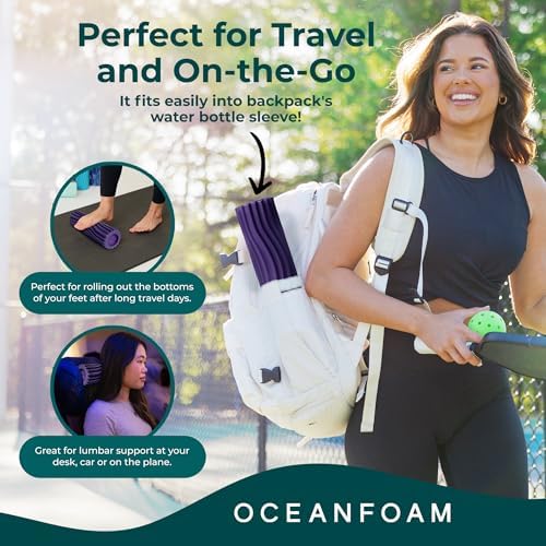 Oceanfoam Ripple Travel Foam Roller (11" x 3.35") Firm Mini Foam Roller for Physical Therapy, Deep Tissue Massage, Back Pain - High Density, Ergonomic Wave Textured - Yoga, Pilates, Exercise (Purple) - Image 5
