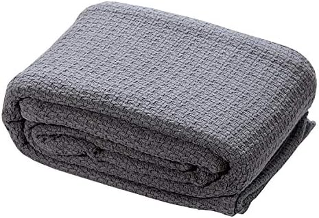 HILLFAIR 100% Combed Cotton Blanket– King Bed Blanket– Soft Cozy Warm Multipurpose Throws for Luxury Home Decor– 90 x 108 inch King Size Cotton Blankets for Beds- Bed Blankets for All Season- Grey - Image 4