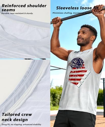 Men's Sleeveless Swim Shirts Quick Dry Moisture Wicking Gym Shirts Breathable Workout & Beach - Image 3