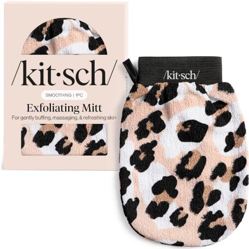 Kitsch Exfoliating Glove – Exfoliating Mitt - 1pc Leopard by Kitsch