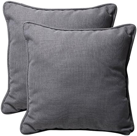 Pillow Perfect Rave Solid Indoor/Outdoor Throw Pillow Plush Fill, Weather and Fade Resistant, Throw - 18.5" x 18.5", Grey, 2 Count by PillowPerfect