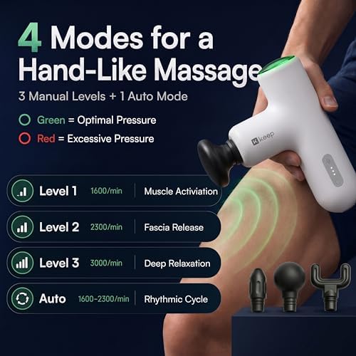 KEEP Heated Deep Tissue Mini Massage Gun, Lightweight Handheld Percussion Massager for Back, Arms and Legs, 4 Speeds & 12-15mm Amplitude for Muscle Soreness & Lactic Acid Relief - Image 6