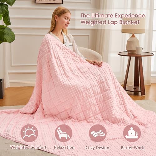 Pink Weighted Blanket for Adults 20lbs, 48"x72", Twin Full Size Cooling Minky Heavy Throw Blanket for 180-220lbs, Soft Winter Thick Big Blankets Weighted Comforter - Image 4