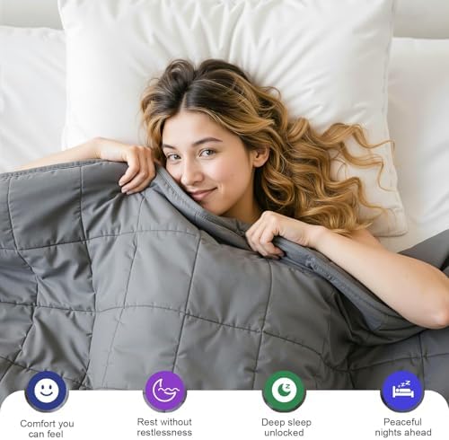 Weighted Blanket for Adults - 5lbs 41"x60" Cooling Heavy Throw for 60-80lbs with Premium Glass Beads - Soft Thick Big Blankets for All-Season Sleeping Comfort Breathable（Grey） - Image 4