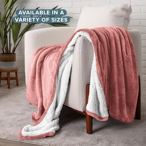 Bare Home Sherpa Fleece Blanket (Full/Queen, Dusty Rose) - Image 2