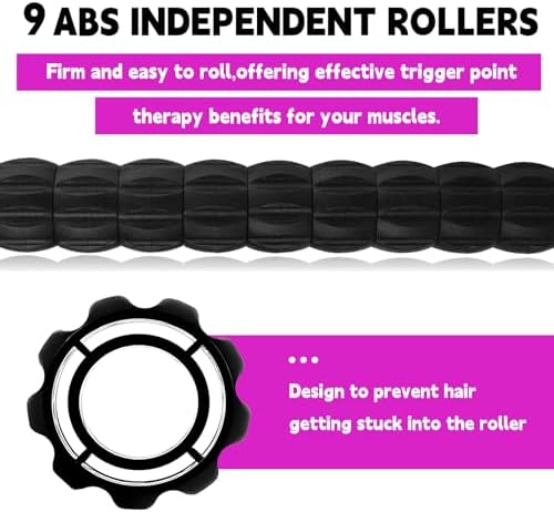 Muscle Roller Stick for Athletes, Massage Roller Stick, Lymphatic Drainage and Liposuction Massage Roller, Relieves Muscle Soreness, Trigger Points, for Physical Therapy and Recovery (Purple & Black) - Image 3