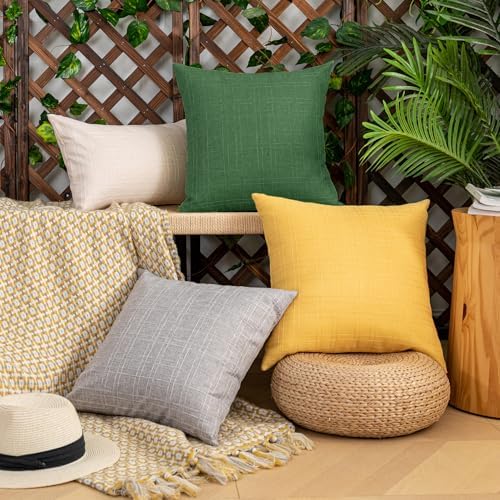 Kevin Textile Outdoor Waterproof 22”x22” Pillow Covers 2 Pack, Dark Green - Image 6