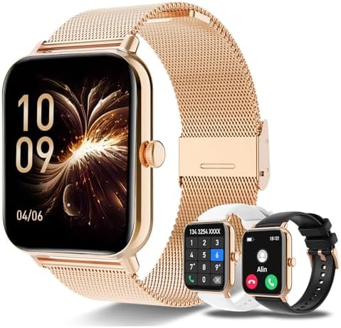 Smart Watch for Women Men (Answer/Make Calls) 1.85" HD Rose Gold/3 Bands by HXQHSTBGSMARTWATCHES