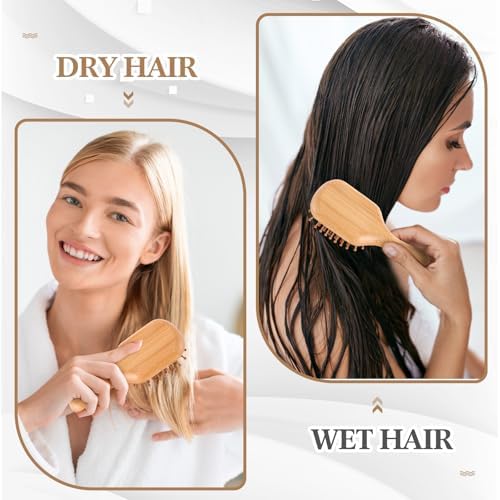 FoldTier 6 Pack Mini Bamboo Hair Brush Bulk Wooden Travel Small Hairbrush - Image 4