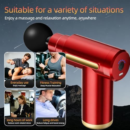 Massage Gun, Electric Massager, Suitable for Whole Body to Relieve Fatigue, Replaceable Massage Head Impact Massager, The Best Choice for Gift Giving (Red-720) - Image 2