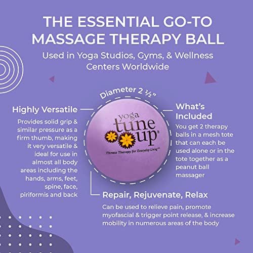 YOGA TUNE UP® Therapy Balls in Tote by Tune Up Fitness - Massage Balls for Trigger Point, Pressure Point & Myofascial Release - Use as Single or Peanut Ball for Pain Relief & Relaxation (Deep Purple) - Image 3