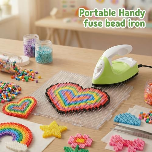 Honoson Mini Craft Iron Mini Heat Press Small Iron 3.93 x 2.36 x 2.76 in Portable Handy Tiny Flatiron with Charging Base Accessory for Fuse Bead Patch DIY Heat Transfer Vinyl(Fruit Green) - Image 4