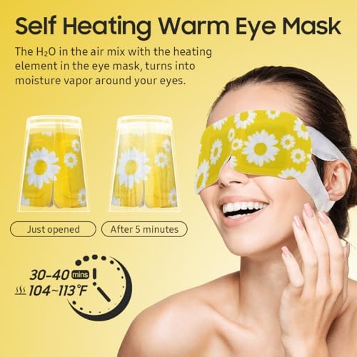 BeHoomi 20 Packs Steam Eye Mask, Heated Eye Mask Warm Compress for Eyes, Disposable Self Heating Steam Mask for Home, Sleep, Spa, Travel Essentials & Relaxation Gifts for Women (Chamomile) - Image 5