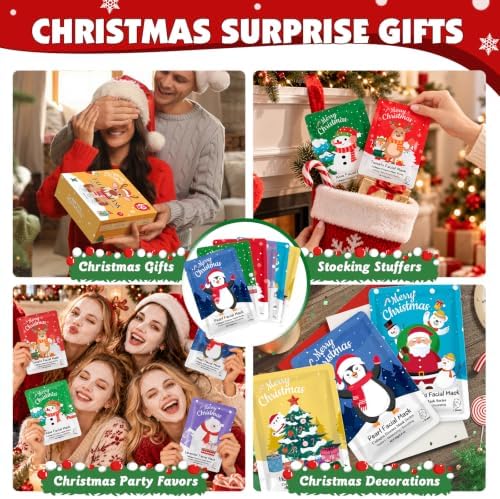 KONEUK 60 Pack Christmas Face Masks Skincare for Christmas Gift - Image 5