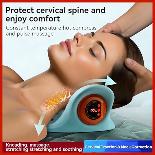 Neck Massager with Heat,3-in-1 EMS Pulse/Vibration/Heating with Remote Control,Electric Cervical Neck Traction Pillows for Pain Relief and Muscle Relaxation Gifts for Women Men(Blue) - Image 6