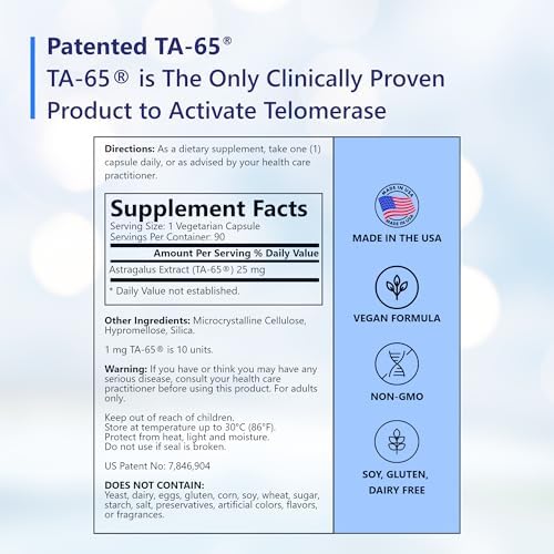 T.A. Sciences TA-65 Telomere Activation Supplement - 2.5 Times Potency, 90 Capsules (1-Pack (90 Count), with Box) - Image 2
