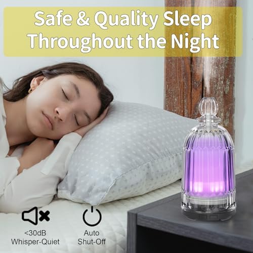 120ml Glass Diffuser, Ultrasonic Aroma Diffusers Cool Mist Humidifier with Glass Cover & Plastic Reservoir with 7 Color LED Lights, Auto Shut-Off for Office, Home, Yoga, Spa(Black Bottom) - Image 4