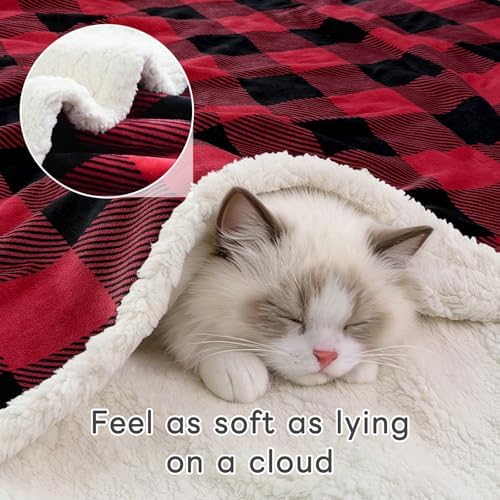 Gracelife Sherpa Fleece Throw Blanket for Couch, Fluffy Plush Warm Fuzzy Blanket for Women and Men, Cozy Thick Soft Twin Blanket for Bed (Red, 80"*90") - Image 4